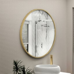 Royal Bathrooms Elmore 800 X 800mm Wall Mounted Bathroom Mirror Round Brushed Brass Aluminium Framed Non-Led Minimalist Design - thumbnail 5