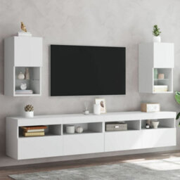 Walplus Tv Cabinets With Led Lights 2 Pcs White 30.5X30X60 Cm - thumbnail 1
