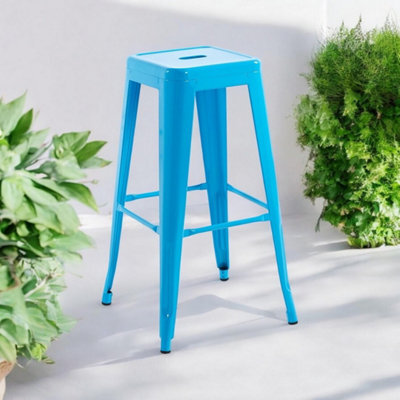 Minster Bar Stool - Metal - L41 X W41 X H76 Cm - Blue - image 1