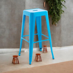 Minster Bar Stool - Metal - L41 X W41 X H76 Cm - Blue - thumbnail 4