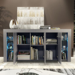 Eden Sideboard 164Cm Dark Grey With High Gloss Doors And Led Lighting - Creative Furniture - thumbnail 6