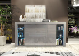 Eden Sideboard 164Cm Dark Grey With High Gloss Doors And Led Lighting - Creative Furniture - thumbnail 4