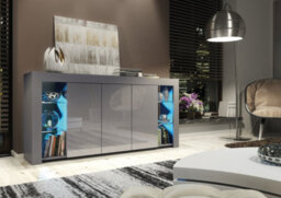 Eden Sideboard 164Cm Dark Grey With High Gloss Doors And Led Lighting - Creative Furniture - thumbnail 2