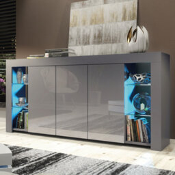 Eden Sideboard 164Cm Dark Grey With High Gloss Doors And Led Lighting - Creative Furniture - thumbnail 9