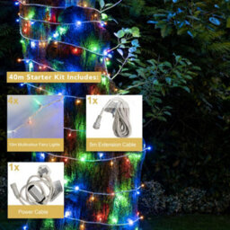 Christmas Tree World Crownvine 40M Fairy Lights Starter Set - 400 Leds Multicolour - White Rubber Cable - thumbnail 2