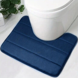 Luxury Black Memory Foam 2-Piece Bath Mat Set, Includes U-Shape Toilet & Rectangular Shower Mat, Non-Slip & Absorbent - thumbnail 3