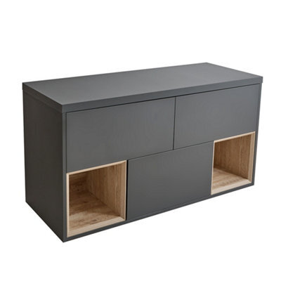 Homestylestore Black Grey 1200mm Wall Hung Bathroom Vanity Unit - image 1