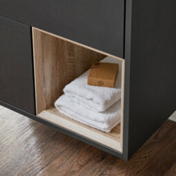 Homestylestore Black Grey 1200mm Wall Hung Bathroom Vanity Unit - thumbnail 3