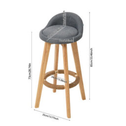Living And Home Set Of 2 Grey Bar Stools With Footrest And Backrest, 35Cm W X 85Cm H - thumbnail 7