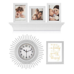 Livivo 6 Piece Photo Frame Set With Clock And Shelf White