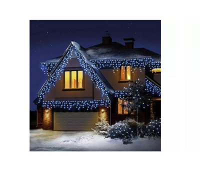 Premier Decorations Limited 480 Led Blue & White Snowing Icicle Lights Timer Christmas Lights 11.8M Lit Length - image 1