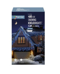 Premier Decorations Limited 480 Led Blue & White Snowing Icicle Lights Timer Christmas Lights 11.8M Lit Length - thumbnail 2