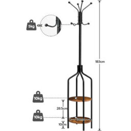 Coat Rack Coat Stand Hall Tree Free Standing Clothes Stand - thumbnail 2