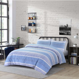 Homes & Linen Finn Stripe Duvet Cover Set Soft Breathable Striped Bedding With Pillowcases - thumbnail 1