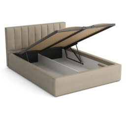 Modern Bedroom Bed Frame With Storage 200X200 Hdf And Laminated Board Metal Slatted Base 220X223X93Cm Blue - thumbnail 3