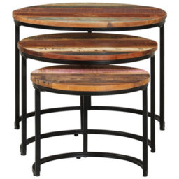 Berkfield Nesting Tables 3 Pcs Solid Reclaimed Wood - thumbnail 2