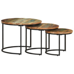 Berkfield Nesting Tables 3 Pcs Solid Reclaimed Wood - thumbnail 1