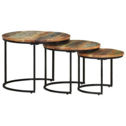 Berkfield Nesting Tables 3 Pcs Solid Reclaimed Wood - thumbnail 9