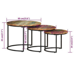 Berkfield Nesting Tables 3 Pcs Solid Reclaimed Wood - thumbnail 8