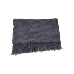 Living And Home Dark Gray Corn-Patterned Knitted Tassel Blanket, 130Cm L X 170Cm W - thumbnail 5