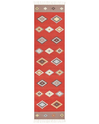 Beliani Kilim Multicolour Handwoven Cotton Runner Rug 80 X 300 Cm Low-Pile Geometric Traditional Rectangular - image 1