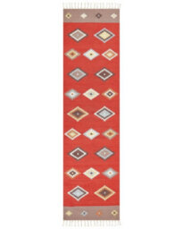 Beliani Kilim Multicolour Handwoven Cotton Runner Rug 80 X 300 Cm Low-Pile Geometric Traditional Rectangular - thumbnail 1