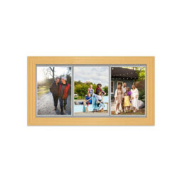AK Frames 16X8 Country Pine Classic Multi Photo Frame With Silver Mount - Holds 3 Apertures (3X) 7X5 Photos