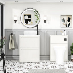 Royal Bathrooms Royal Bathroom Elmore 600mm Classic White Freestanding Bathroom Vanity Unit 2 Drawer Plain White Worktop With Milan Basin - thumbnail 5