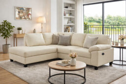 SC FURNITURE LIMITED Cream Leather Corner Sofa + Usb Charging Ports -Lhf - Brooklyn - thumbnail 1