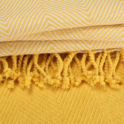 Ehc Luxury Pack Of 2 Chevron Cotton Single Sofa Throw Blanket, 125X 150Cms - Yellow - thumbnail 4