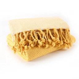 Ehc Luxury Pack Of 2 Chevron Cotton Single Sofa Throw Blanket, 125X 150Cms - Yellow - thumbnail 3