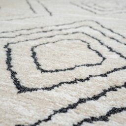Loomed Cream Black Moroccan Berber Diamond Geometric Runner Rug 60X240Cm - thumbnail 4