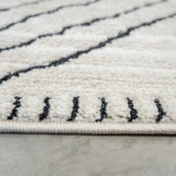 Loomed Cream Black Moroccan Berber Diamond Geometric Runner Rug 60X240Cm - thumbnail 3