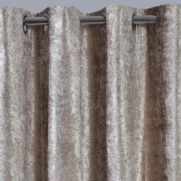 "Ohs Crushed Velvet Eyelet Ring Top Pair Of Fully Lined Curtains - Natural 90"" X 90""" - thumbnail 1