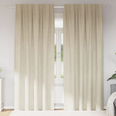 Berkfield Blackout Curtains With Top Tape 2 Pcs Cream Velvet - image 1