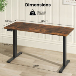 Costway 140 X 60Cm Electric Standing Desk Home Office Computer Desk W/ 3 Memory Heights - thumbnail 3
