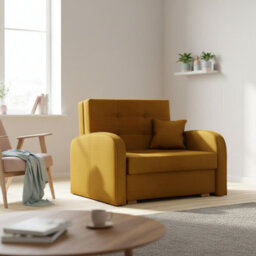 Viva Gold I Compact Single Sofa Bed With Storage And Modern Upholstered Design Yellow - thumbnail 1