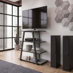 Decortie Lyno Mini Tv Unit For Tvs Up To 24In Retro Grey 3 Open Shelves 70 X 40 X 80 Cm - thumbnail 1