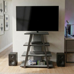 Decortie Lyno Mini Tv Unit For Tvs Up To 24In Retro Grey 3 Open Shelves 70 X 40 X 80 Cm - thumbnail 3