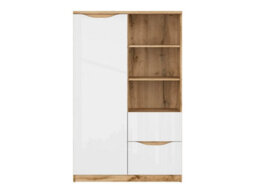 Arte Nuis 90 Cm High Shelf Unit With 2 Drawers And 6 Shelves In White Lacquer And Oak Wotan Finish - thumbnail 2