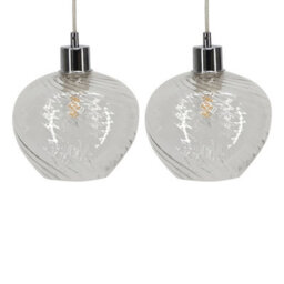 First Choice Lighting Set Of 2 Bradson - Clear Swirl Glass Easy Fit Pendant Shades - thumbnail 1