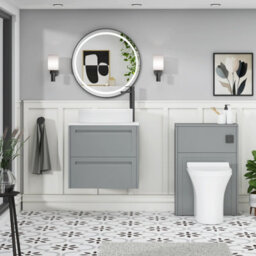 Royal Bathrooms Royal Bathroom Elmore 600mm Matt Pebble Grey Wall Mounted Bathroom Vanity Unit 2 Drawer Plain White Worktop With Lyon Basin - thumbnail 5