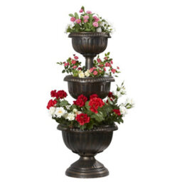 Garden Gear Garden Grow Antique Bronze Effect 3 Tier Flower Fountain Planter For Outdoor Garden, Terraces, Patio And Decking - thumbnail 2