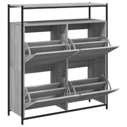 Berkfield Shoe Cabinet With 4 Flip-Drawers Grey Sonoma 100X34X112 Cm - thumbnail 5