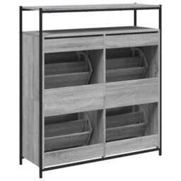 Berkfield Shoe Cabinet With 4 Flip-Drawers Grey Sonoma 100X34X112 Cm - thumbnail 8