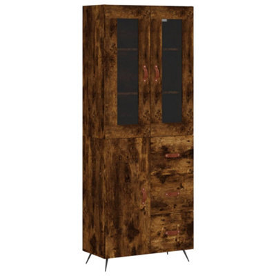 Berkfield Elegant Highboard Smoked Oak 69.5X34X180 Cm Engineered Wood - image 1