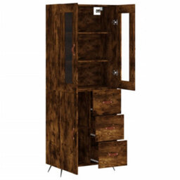 Berkfield Elegant Highboard Smoked Oak 69.5X34X180 Cm Engineered Wood - thumbnail 4