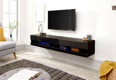 Gfw Galicia 180Cm Wall Tv Unit With Led Black - image 1
