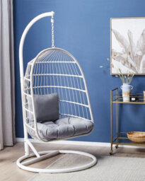 Beliani Hanging Chair With Stand Allera Metal White - thumbnail 2