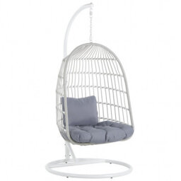 Beliani Hanging Chair With Stand Allera Metal White - thumbnail 1